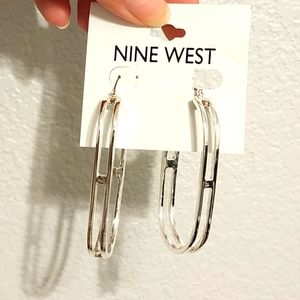 Nine West Silver Tone Oval Hoop Earrings **Last Chance**